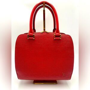 Auth Louis Vuitton Vtg Castilian Red Epi Leather Pont Neuf PM Handbag Tote Purse